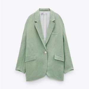 NWT 💚 ZARA Linen Blazer Mint Green